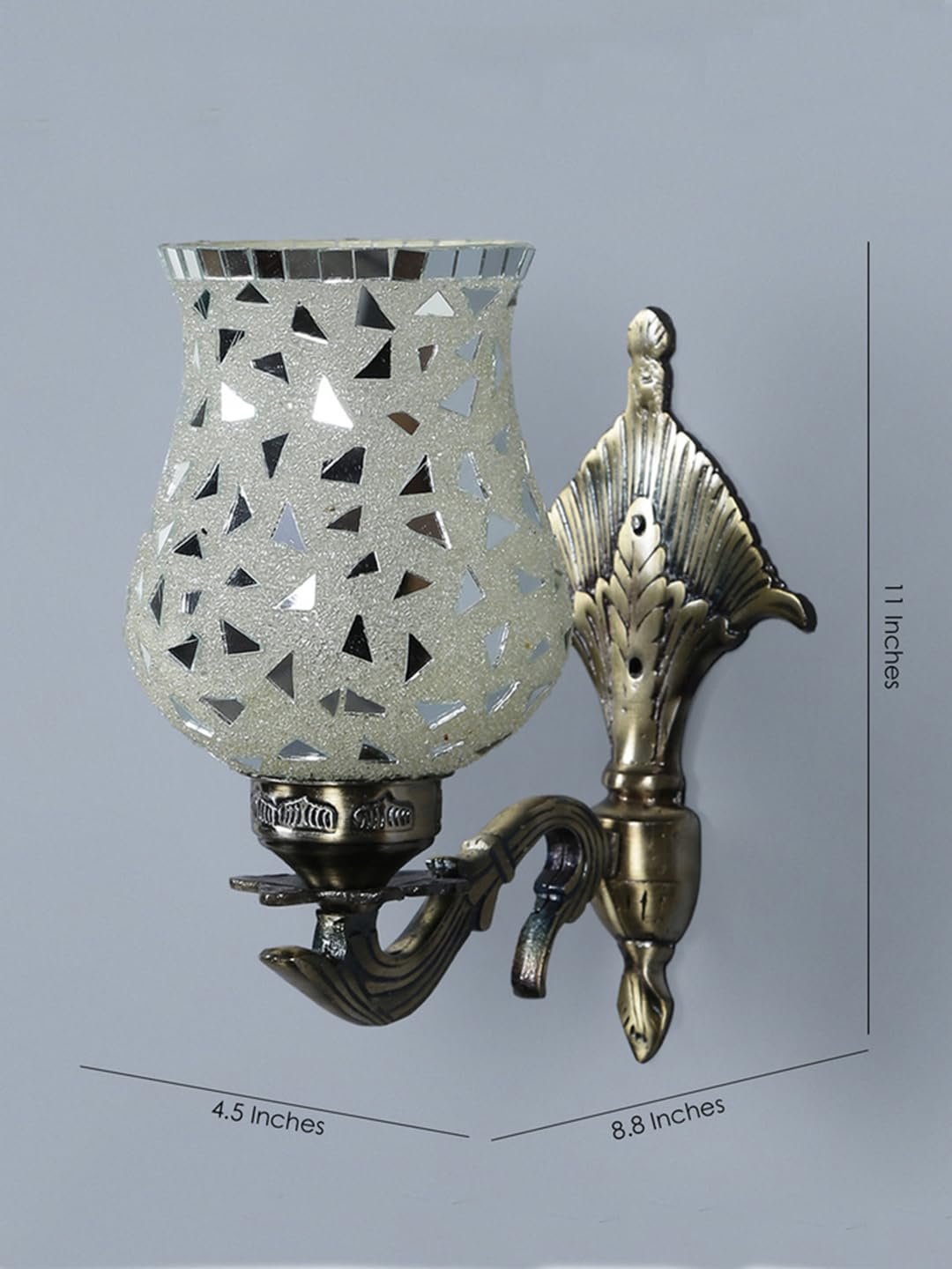 Antique Metal Wall Lamp with Multicolor Mosaic Glass -A(8.8x4.5x11)