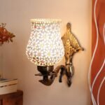 Antique Metal Wall Lamp with Multicolor Mosaic Glass -B(8.8×4.5×11)
