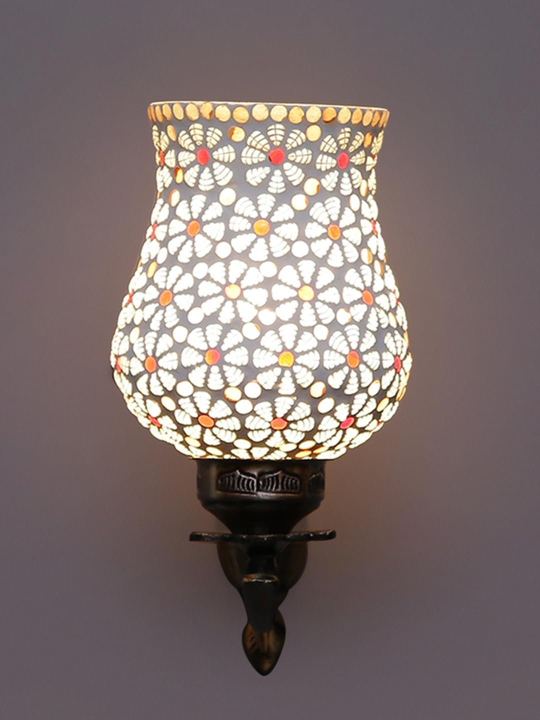 Antique Metal Wall Lamp with Multicolor Mosaic Glass -B(8.8x4.5x11)