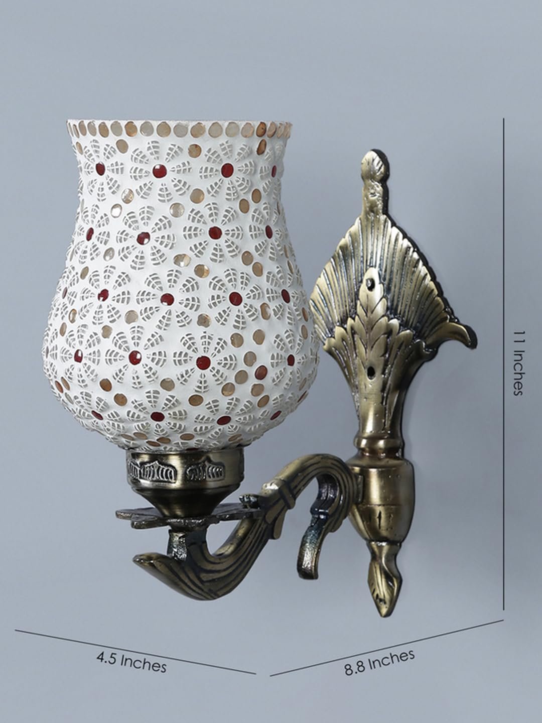 Antique Metal Wall Lamp with Multicolor Mosaic Glass -B(8.8x4.5x11)