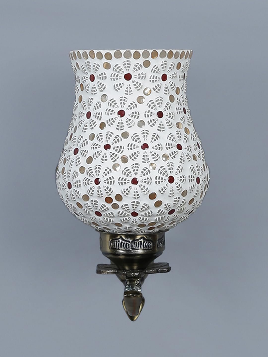 Antique Metal Wall Lamp with Multicolor Mosaic Glass -B(8.8x4.5x11)