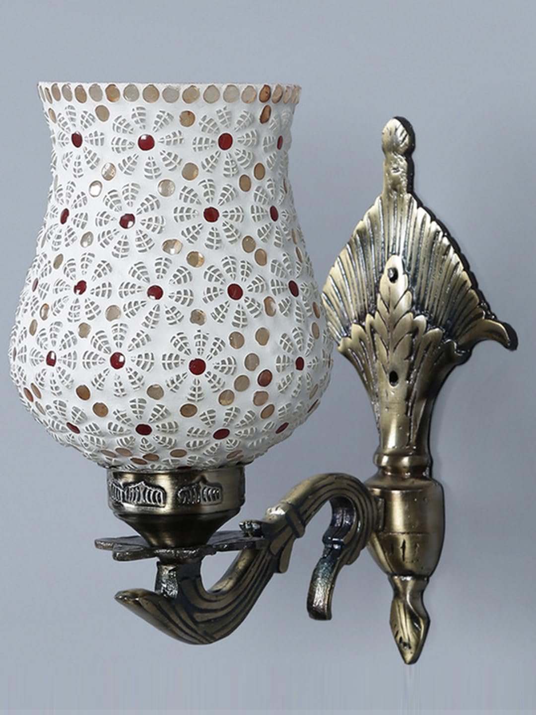 Antique Metal Wall Lamp with Multicolor Mosaic Glass -B(8.8x4.5x11)