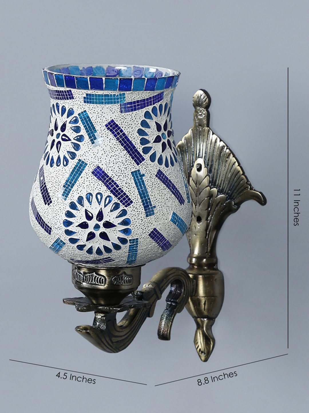 Antique Metal Wall Lamp with Multicolor Mosaic Glass -J(8.8x4.5x11)