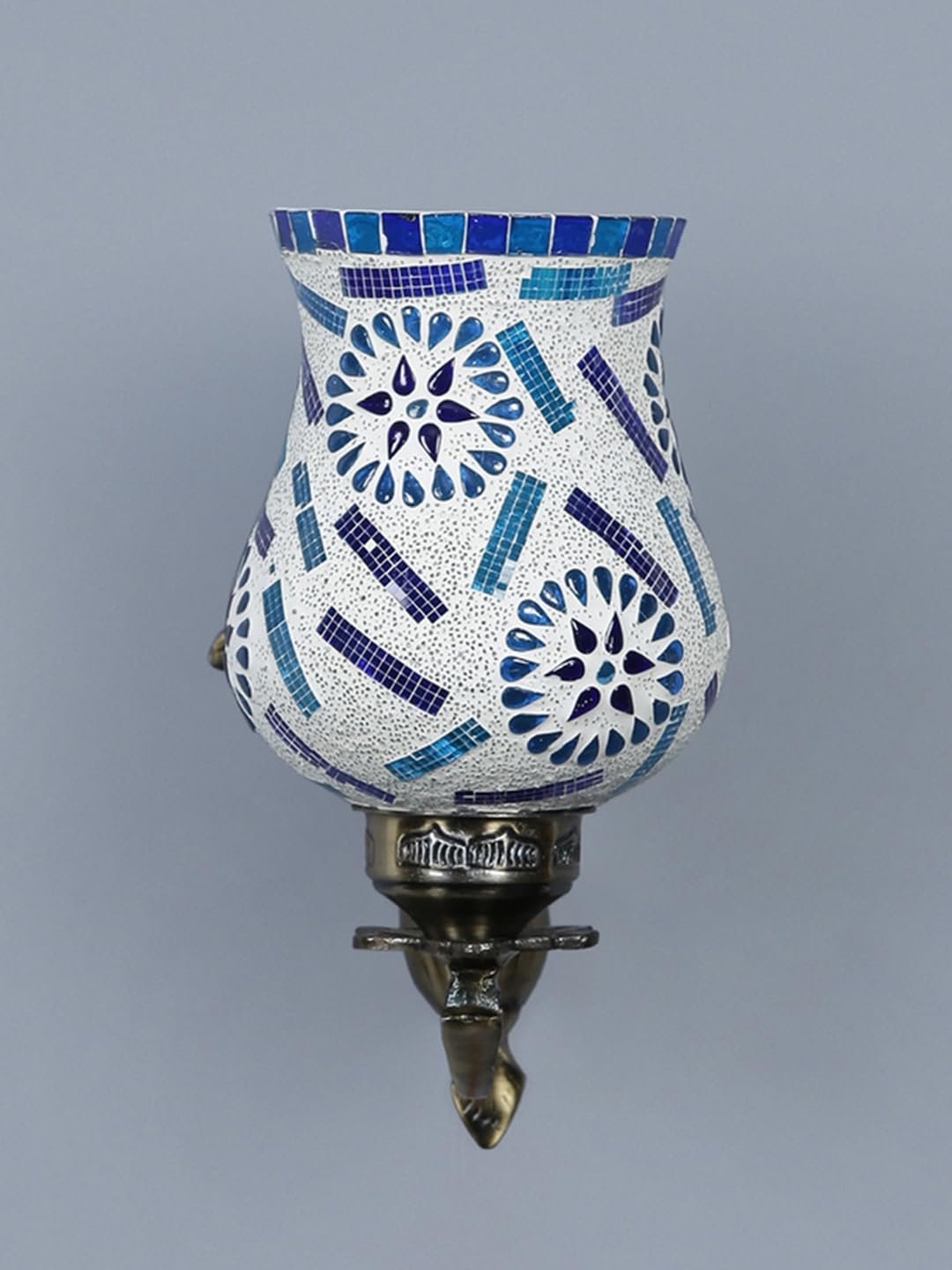 Antique Metal Wall Lamp with Multicolor Mosaic Glass -J(8.8x4.5x11)