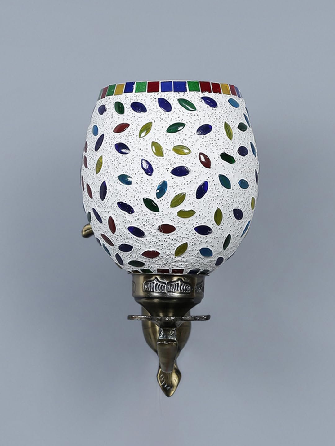 Antique Metal Wall Lamp with Multicolor Mosaic Glass -M(8.8x4.5x11)