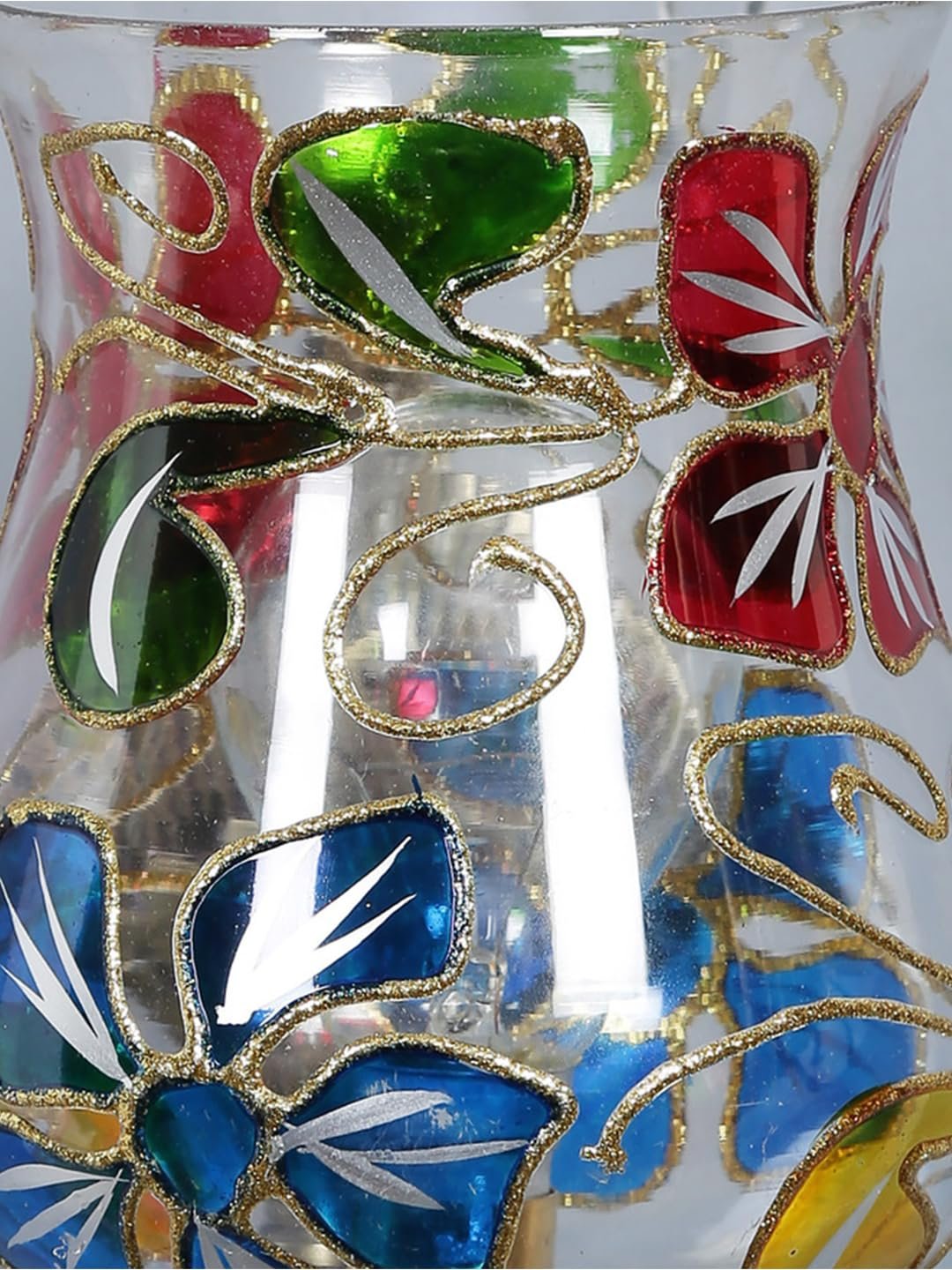 Antique Metal Wall Lamp with Multicolor Mosaic Glass -N(8.8x4.5x11)