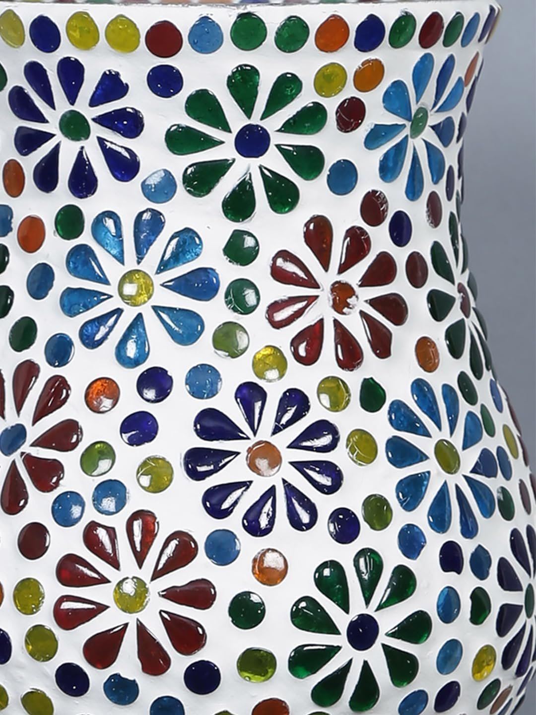 Antique Metal Wall Lamp with Mosaic Glass -R(9.3x4.5x12 Inches) - Multicolor