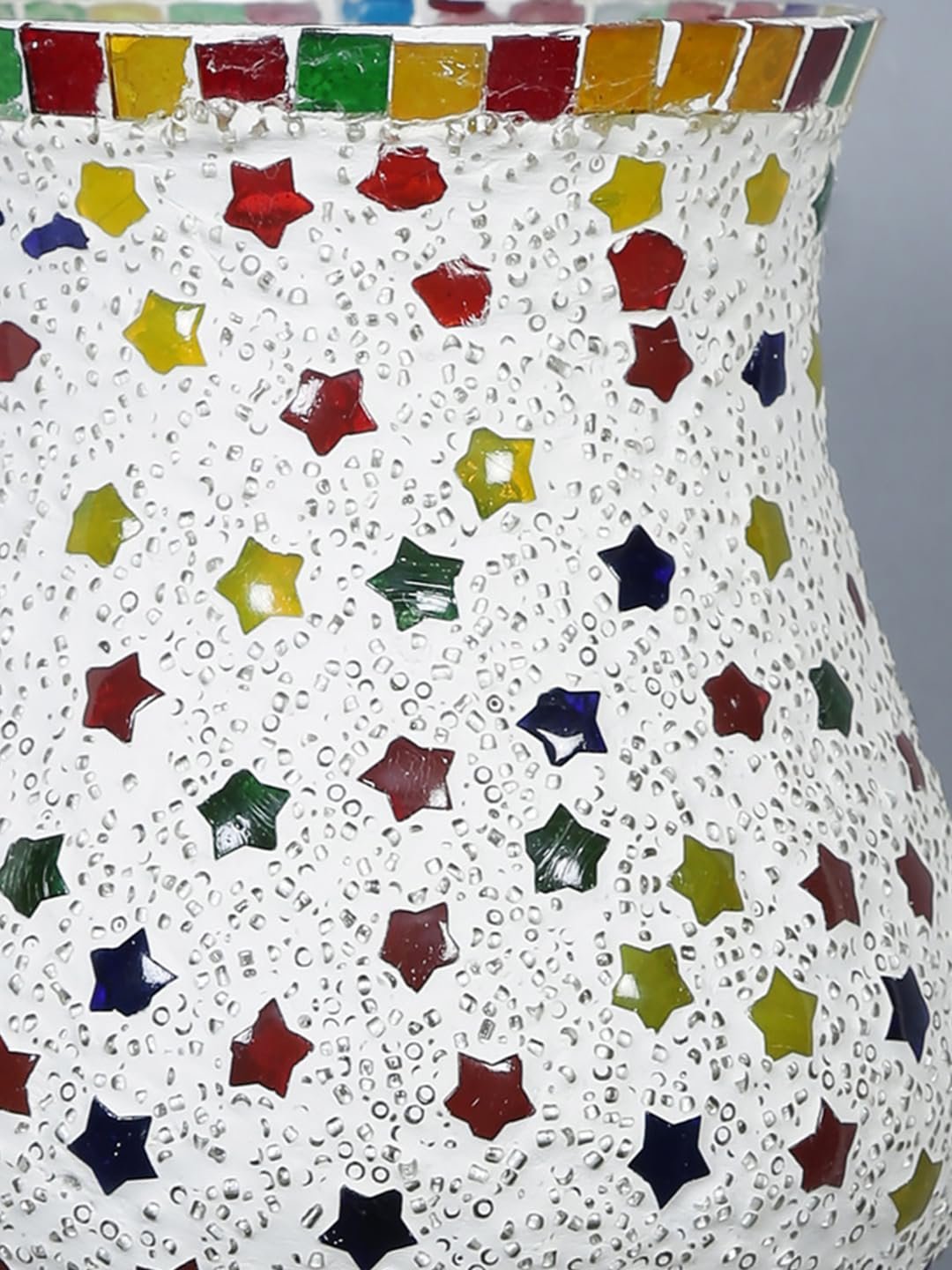 Antique Metal Wall Lamp with Multicolor Mosaic Glass -W(9.3x4.5x12 Inches)