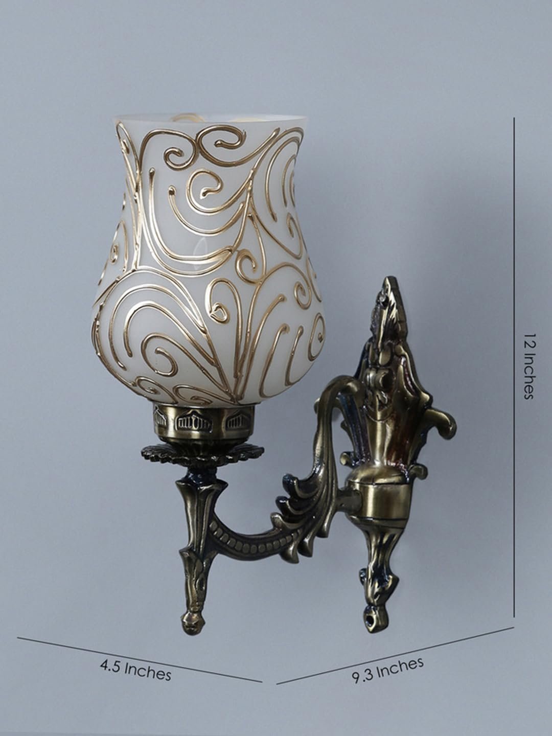 Antique Metal Wall Lamp with Multicolor Mosaic Glass -X(9.3x4.5x12 Inches)