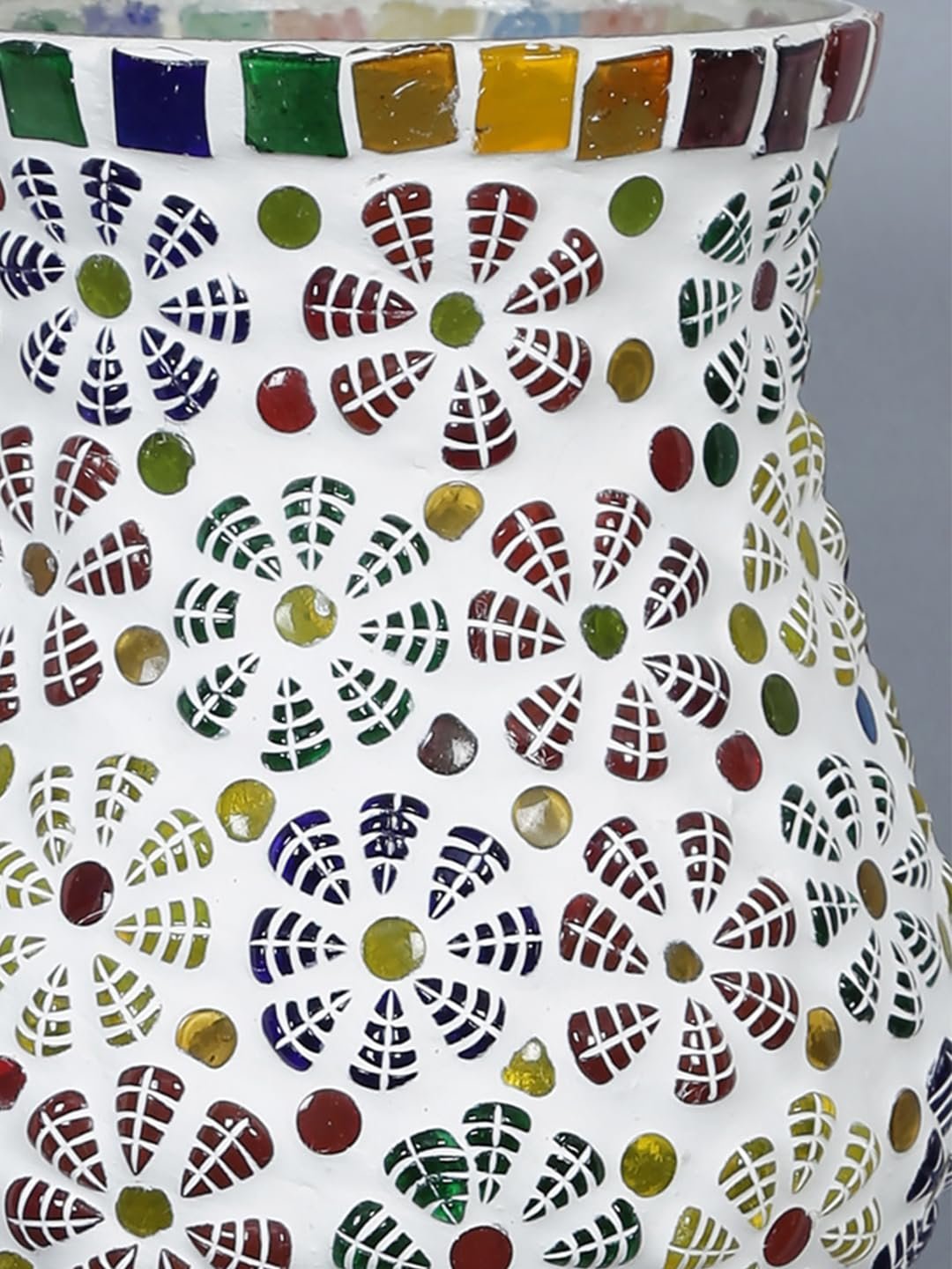 Antique Metal Wall Lamp with Multicolor Mosaic Glass -AA(9.3x4.5x12 Inches)