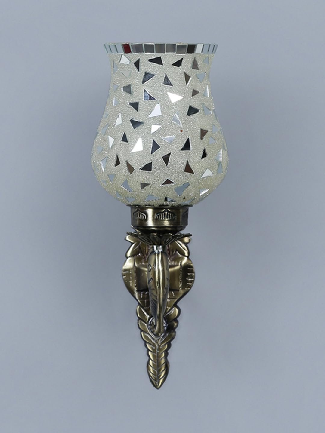 Antique Metal Fish Wall Lamp with Multicolor Mosaic Glass -AD(8.5x4.5x14 Inches)