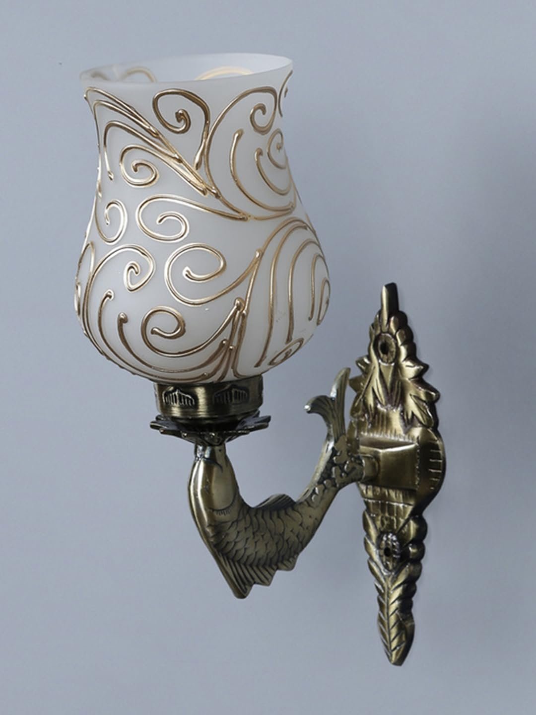 Antique Metal Fish Wall Lamp with Multicolor Mosaic Glass -AL(8.5x4.5x14 Inches)