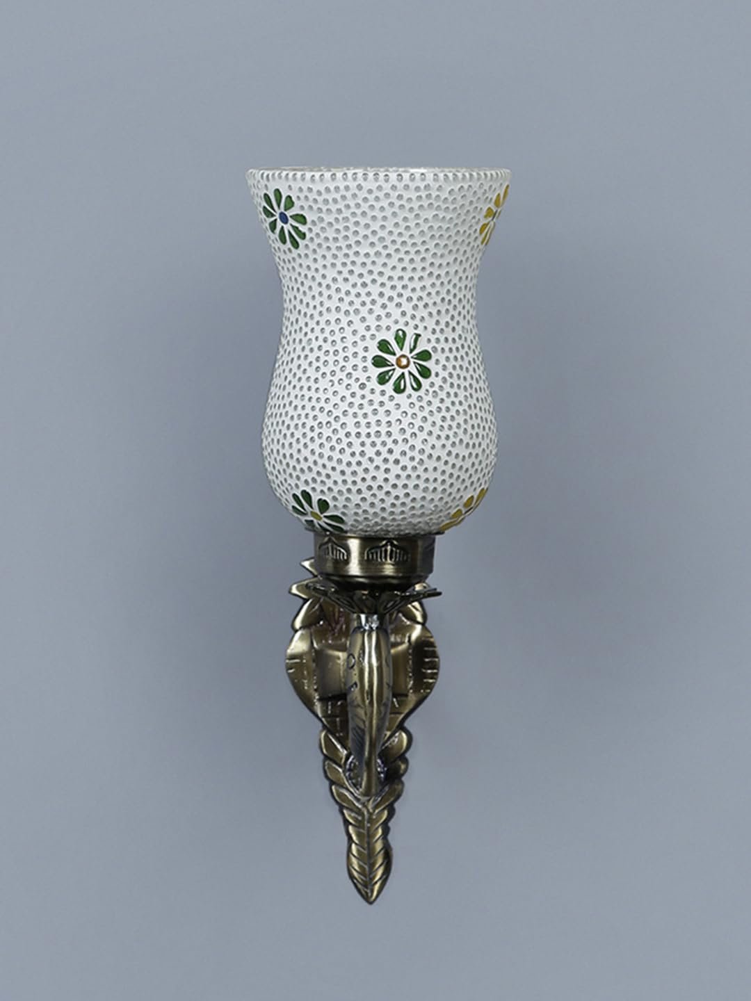 Antique Metal Fish Wall Lamp with Multicolor Mosaic Glass -an(8.5x4.5x14 Inches)