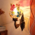 Antique Metal Fish Wall Lamp with Multicolor Mosaic Glass -AQ(8.5×4.5×14 Inches)