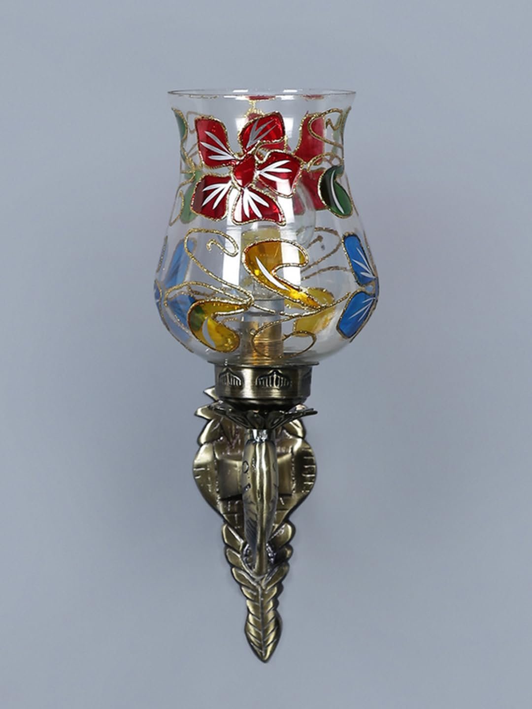 Antique Metal Fish Wall Lamp with Multicolor Mosaic Glass -AQ(8.5x4.5x14 Inches)