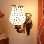 Antique Metal Wall Lamp with Multicolor Mosaic Glass -AR(9.5×4.5×11 Inches)