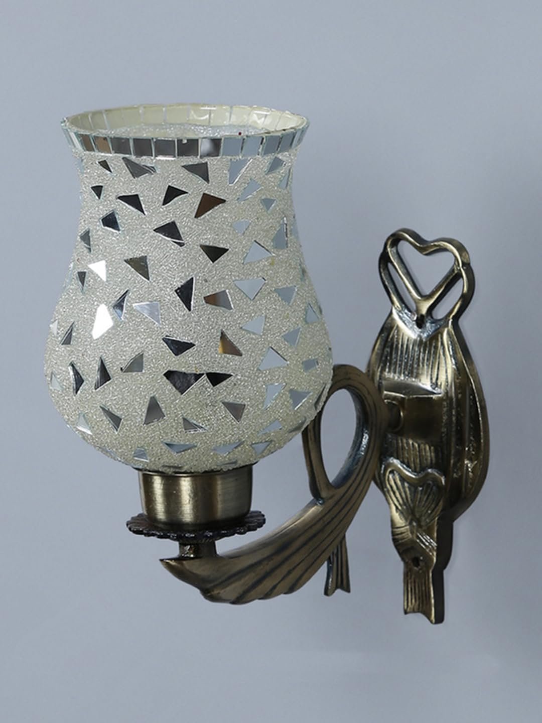 Antique Metal Wall Lamp with Multicolor Mosaic Glass -AR(9.5x4.5x11 Inches)