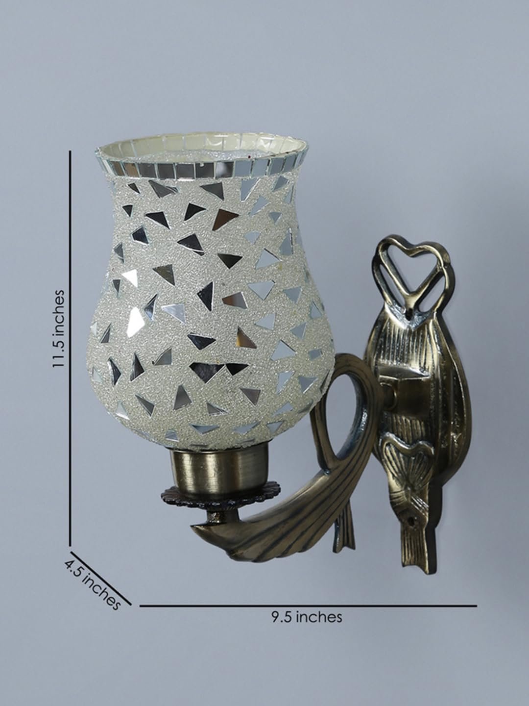 Antique Metal Wall Lamp with Multicolor Mosaic Glass -AR(9.5x4.5x11 Inches)