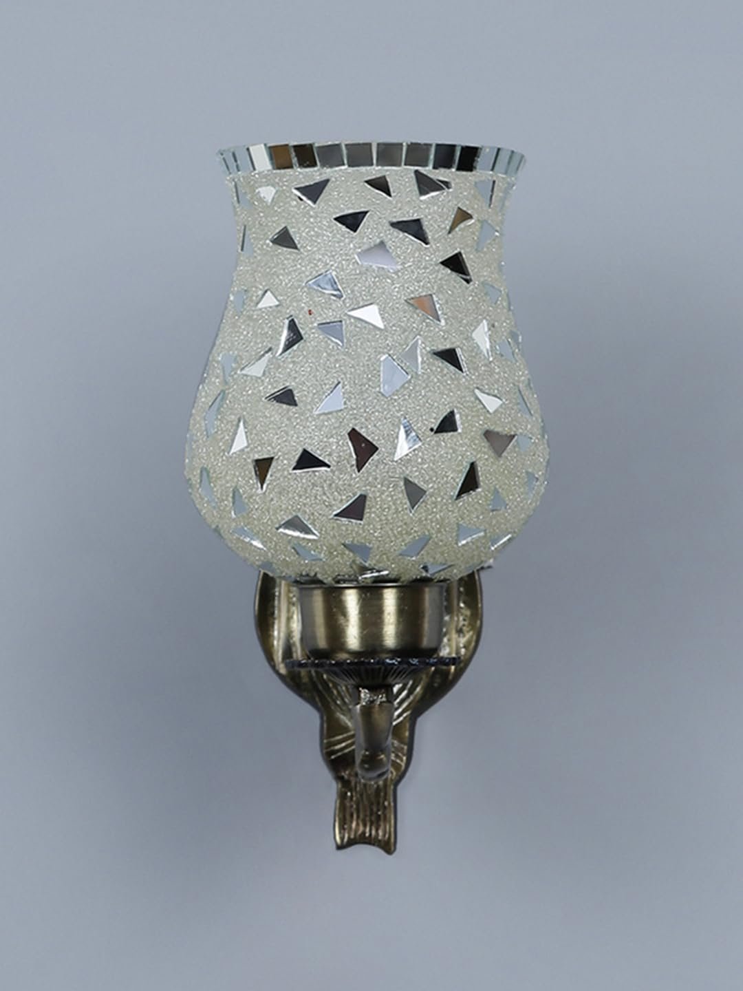 Antique Metal Wall Lamp with Multicolor Mosaic Glass -AR(9.5x4.5x11 Inches)