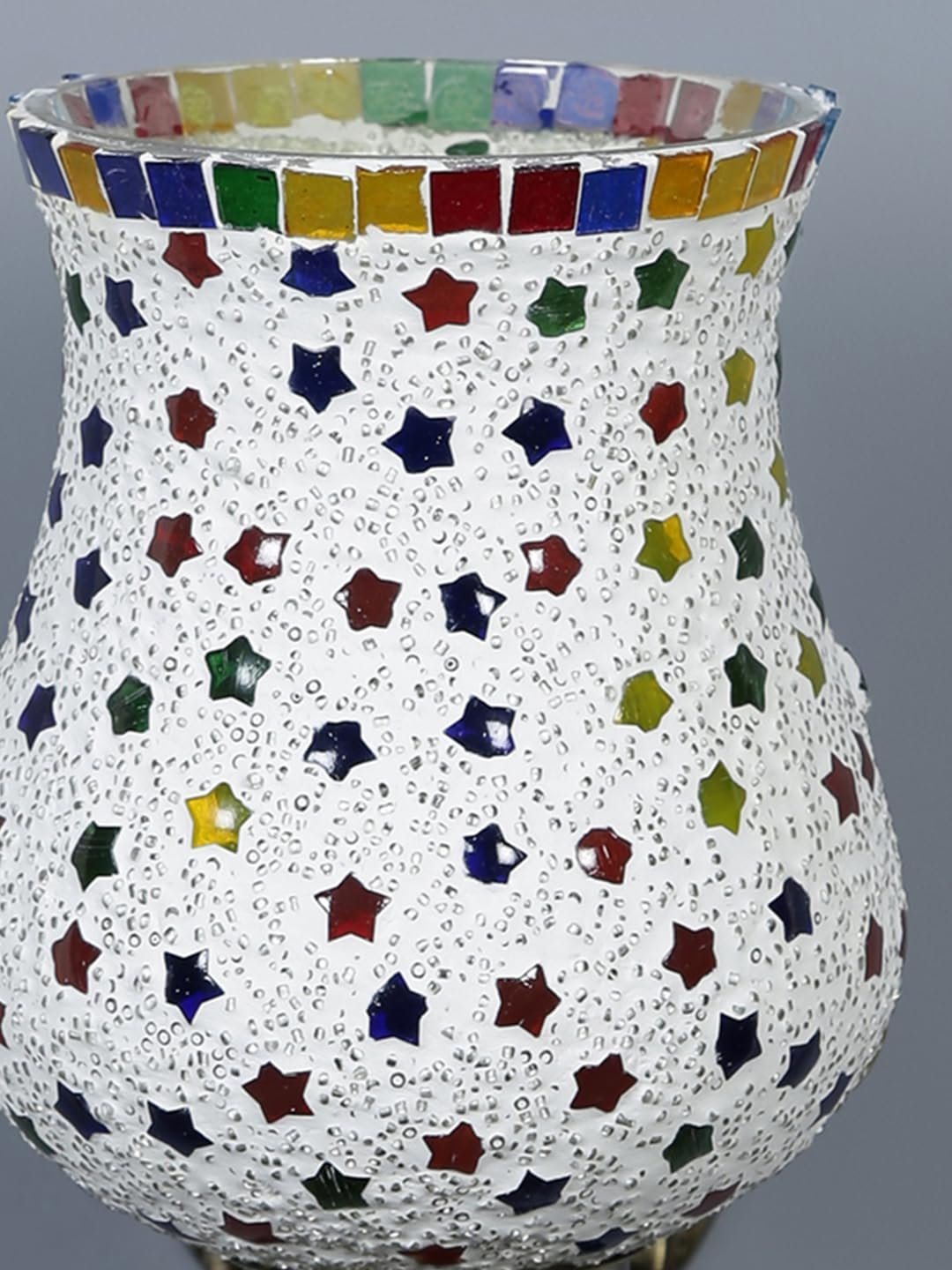 Antique Metal Wall Lamp with Multicolor Mosaic Glass -BA(9.5x4.5x11 Inches)