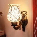 Antique Metal Wall Lamp with Multicolor Mosaic Glass -BB(9.5×4.5×11 Inches)