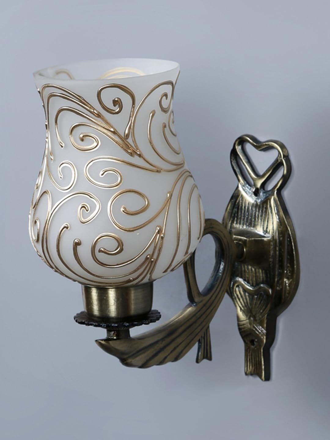 Antique Metal Wall Lamp with Multicolor Mosaic Glass -BB(9.5x4.5x11 Inches)