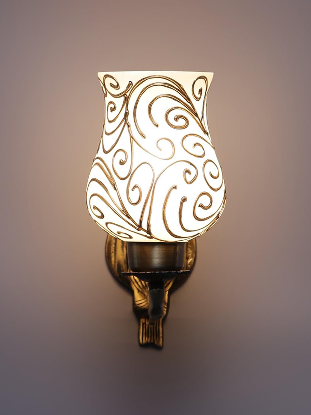 Antique Metal Wall Lamp with Multicolor Mosaic Glass -BB(9.5x4.5x11 Inches)