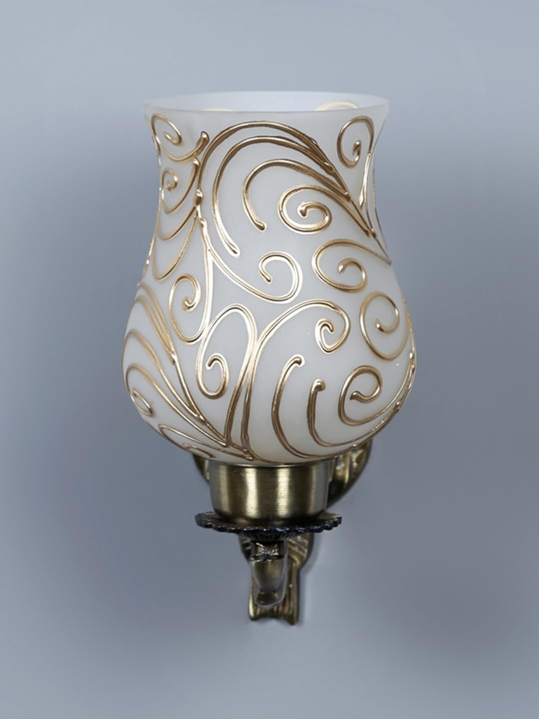 Antique Metal Wall Lamp with Multicolor Mosaic Glass -BB(9.5x4.5x11 Inches)