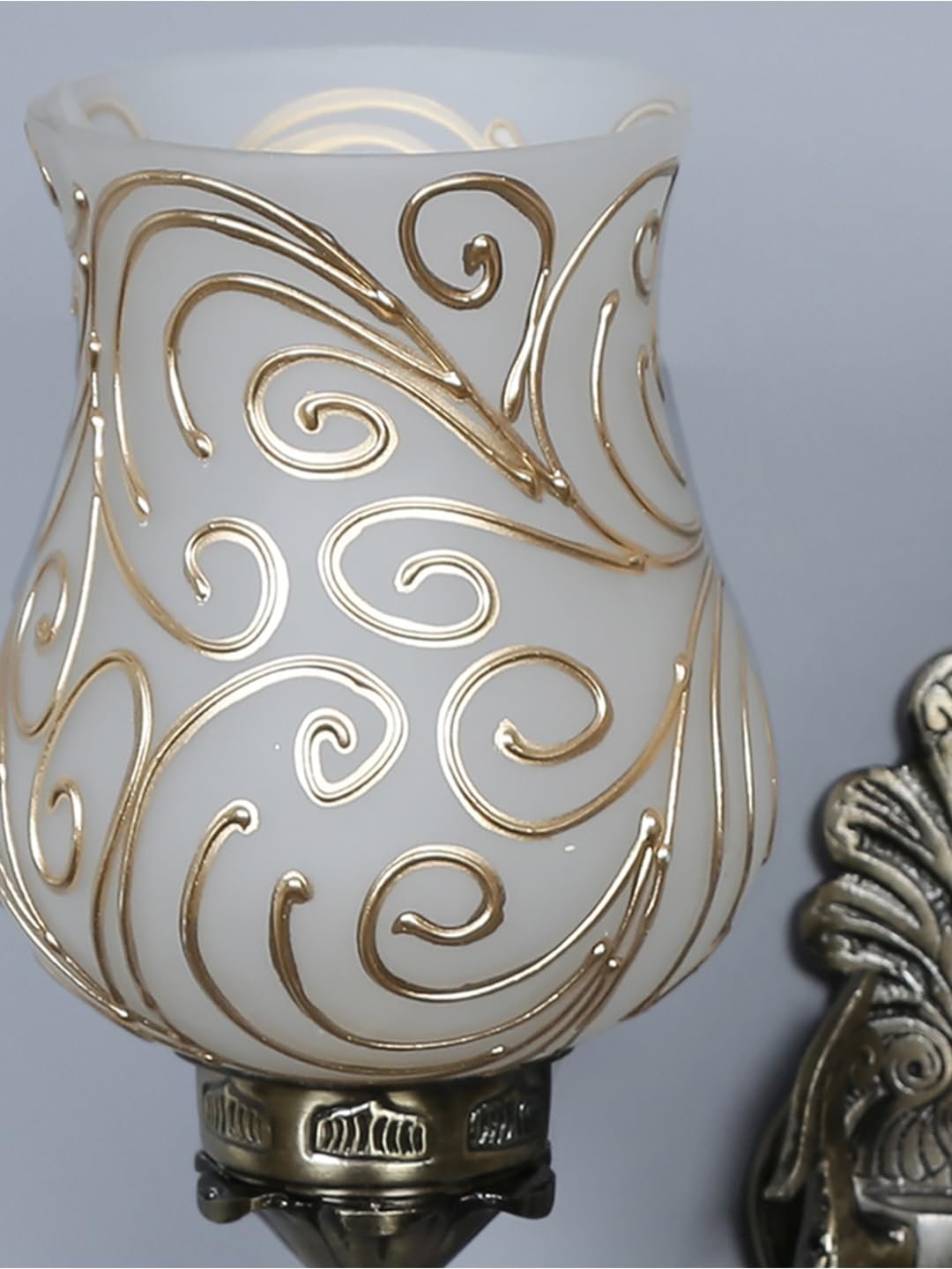 Antique Metal Double Wall Mounted Lamp with Multicolor Mosaic Glass -CN (8.8x11x10) Inches