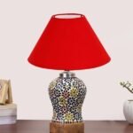 Multicolor Table Lamp | Artistic Mosaic Glass with Sturdy Wood Base | Decorative Ambient Light for Home D�cor | Perfect Blend of Modern & Traditional Style – Model DG103