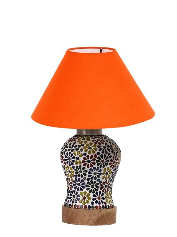 Multicolor Table Lamp | Artistic Mosaic Glass with Sturdy Wood Base | Decorative Ambient Light for Home D�cor | Perfect Blend of Modern & Traditional Style - Model DG104