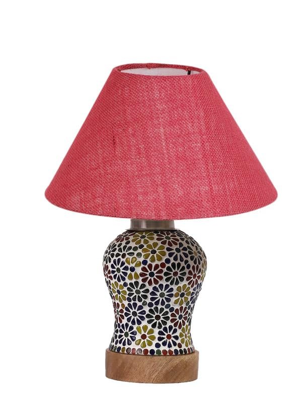 Multicolor Table Lamp | Artistic Mosaic Glass with Sturdy Wood Base | Decorative Ambient Light for Home D�cor | Perfect Blend of Modern & Traditional Style - Model DG109