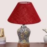 Multicolor Table Lamp | Artistic Mosaic Glass with Sturdy Wood Base | Decorative Ambient Light for Home D�cor | Perfect Blend of Modern & Traditional Style – Model DG110