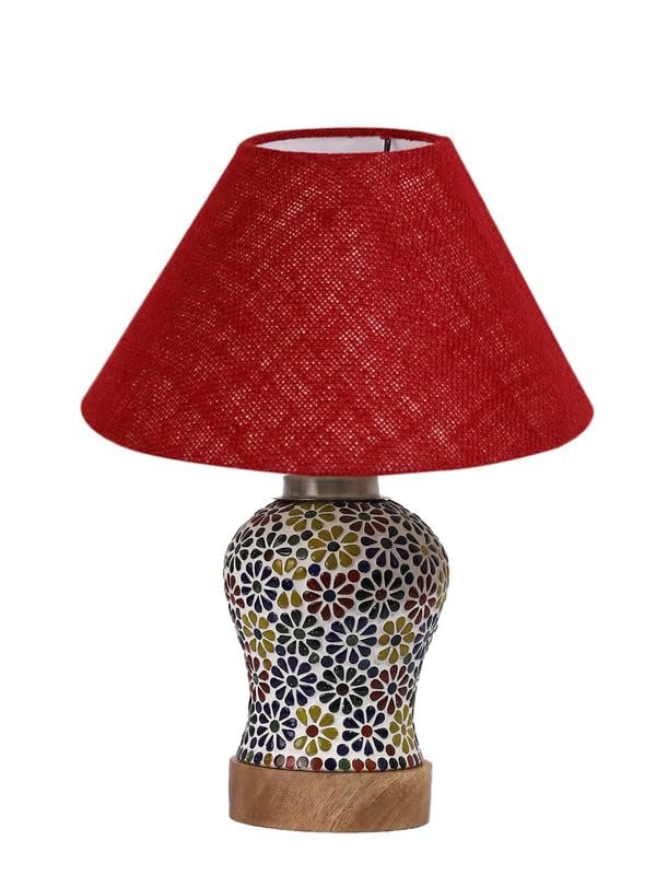 Multicolor Table Lamp | Artistic Mosaic Glass with Sturdy Wood Base | Decorative Ambient Light for Home D�cor | Perfect Blend of Modern & Traditional Style - Model DG110