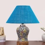 Multicolor Table Lamp | Artistic Mosaic Glass with Sturdy Wood Base | Decorative Ambient Light for Home D�cor | Perfect Blend of Modern & Traditional Style – Model DG111