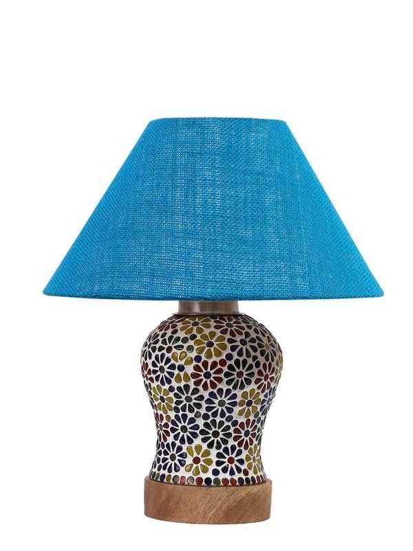 Multicolor Table Lamp | Artistic Mosaic Glass with Sturdy Wood Base | Decorative Ambient Light for Home D�cor | Perfect Blend of Modern & Traditional Style - Model DG111