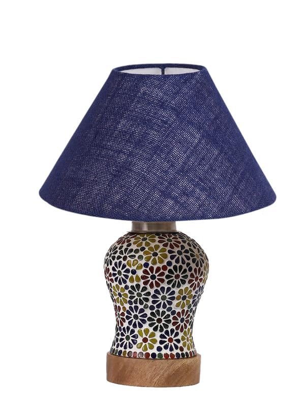 Multicolor Table Lamp | Artistic Mosaic Glass with Sturdy Wood Base | Decorative Ambient Light for Home D�cor | Perfect Blend of Modern & Traditional Style - Model DG112