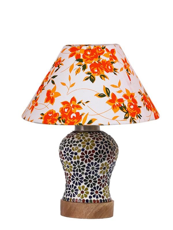 Multicolor Table Lamp | Artistic Mosaic Glass with Sturdy Wood Base | Decorative Ambient Light for Home D�cor | Perfect Blend of Modern & Traditional Style - Model DG114