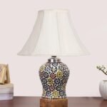 Multicolor Table Lamp | Artistic Mosaic Glass with Sturdy Wood Base | Decorative Ambient Light for Home D�cor | Perfect Blend of Modern & Traditional Style – Model DG116