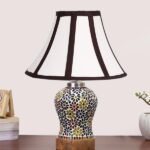 Multicolor Table Lamp | Artistic Mosaic Glass with Sturdy Wood Base | Decorative Ambient Light for Home D�cor | Perfect Blend of Modern & Traditional Style – Model DG117