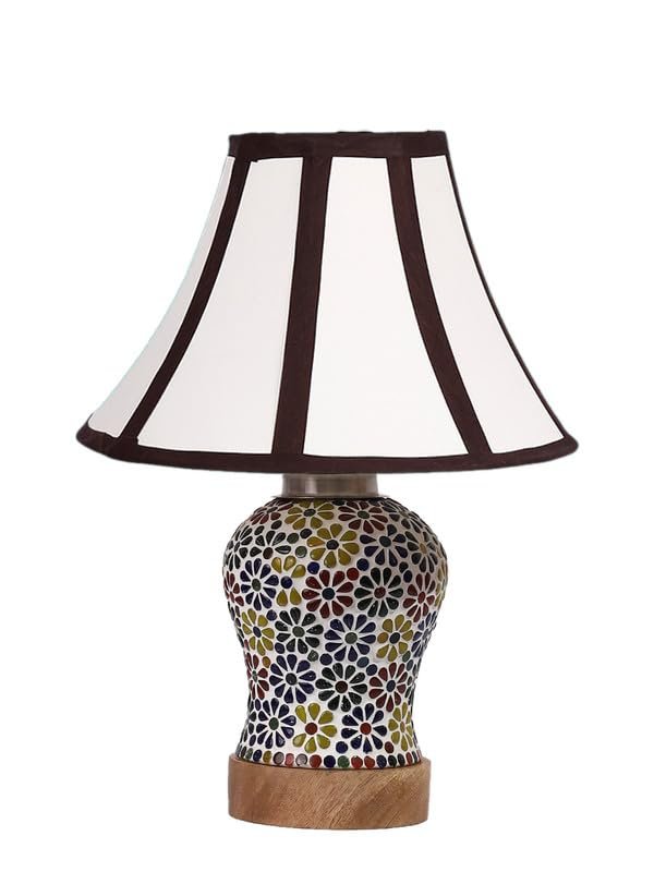 Multicolor Table Lamp | Artistic Mosaic Glass with Sturdy Wood Base | Decorative Ambient Light for Home D�cor | Perfect Blend of Modern & Traditional Style - Model DG117