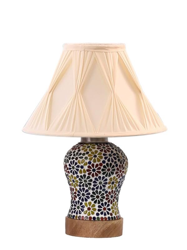 Multicolor Table Lamp | Artistic Mosaic Glass with Sturdy Wood Base | Decorative Ambient Light for Home D�cor | Perfect Blend of Modern & Traditional Style - Model DG120