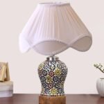 Multicolor Table Lamp | Artistic Mosaic Glass with Sturdy Wood Base | Decorative Ambient Light for Home D�cor | Perfect Blend of Modern & Traditional Style – Model DG122