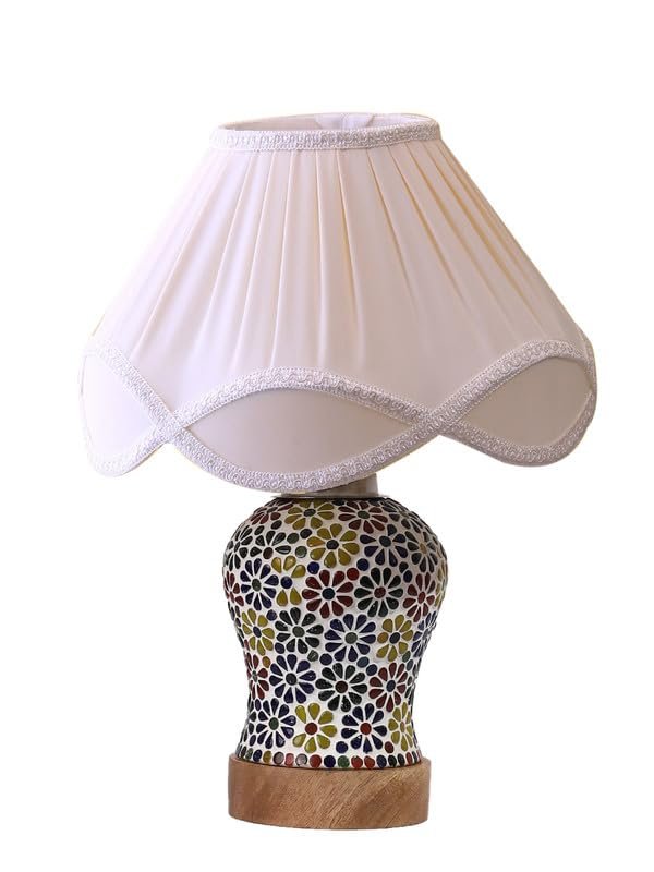 Multicolor Table Lamp | Artistic Mosaic Glass with Sturdy Wood Base | Decorative Ambient Light for Home D�cor | Perfect Blend of Modern & Traditional Style - Model DG122