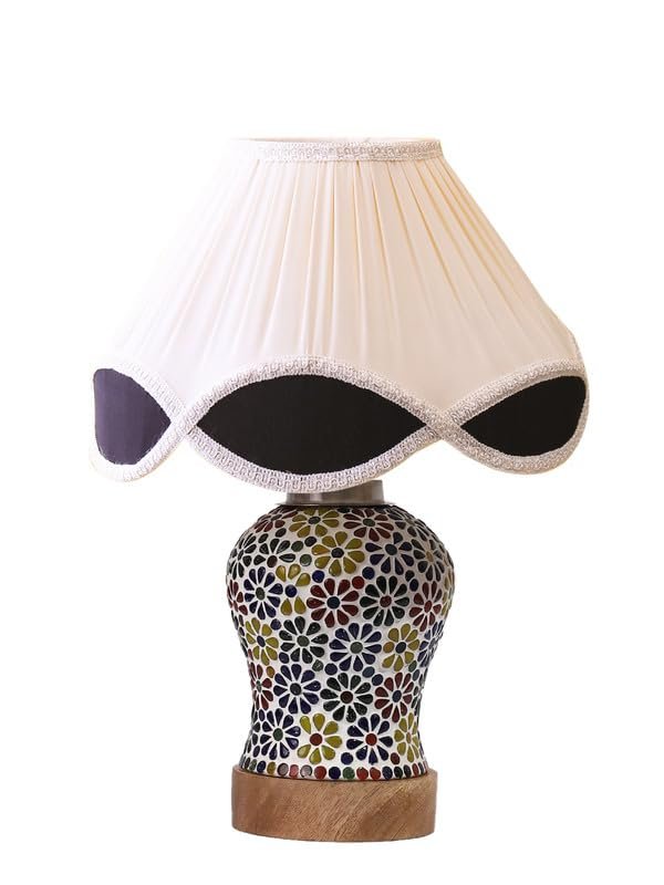 Multicolor Table Lamp | Artistic Mosaic Glass with Sturdy Wood Base | Decorative Ambient Light for Home D�cor | Perfect Blend of Modern & Traditional Style - Model DG123