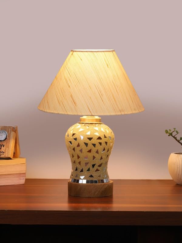 Multicolor Table Lamp | Artistic Mosaic Glass with Sturdy Wood Base | Decorative Ambient Light for Home D�cor | Perfect Blend of Modern & Traditional Style - Model DG126
