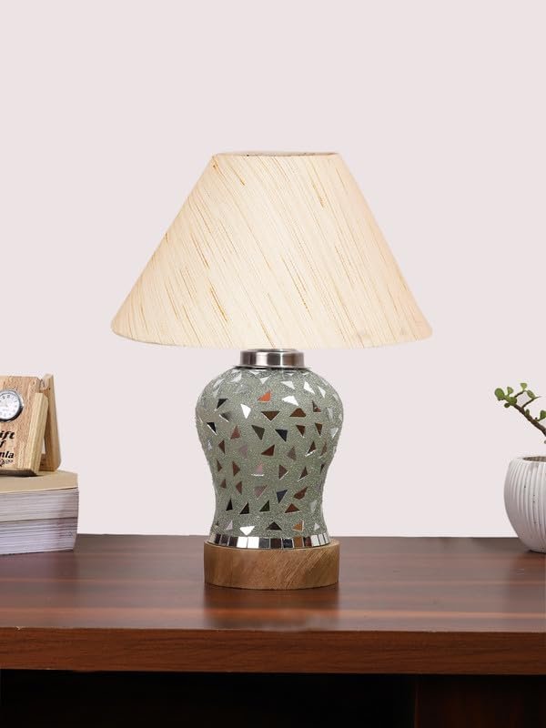 Multicolor Table Lamp | Artistic Mosaic Glass with Sturdy Wood Base | Decorative Ambient Light for Home D�cor | Perfect Blend of Modern & Traditional Style - Model DG126