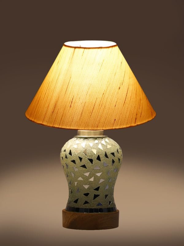 Multicolor Table Lamp | Artistic Mosaic Glass with Sturdy Wood Base | Decorative Ambient Light for Home D�cor | Perfect Blend of Modern & Traditional Style - Model DG126