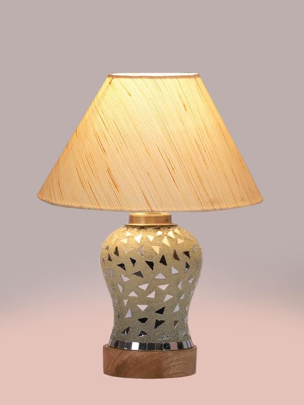 Multicolor Table Lamp | Artistic Mosaic Glass with Sturdy Wood Base | Decorative Ambient Light for Home D�cor | Perfect Blend of Modern & Traditional Style - Model DG126