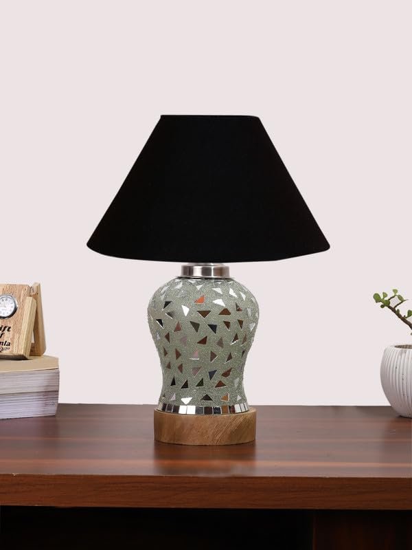 Multicolor Table Lamp | Artistic Mosaic Glass with Sturdy Wood Base | Decorative Ambient Light for Home D�cor | Perfect Blend of Modern & Traditional Style - Model DG127